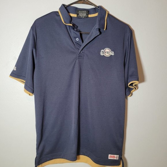 Milwaukee Brewers Kids Polo Shirt Polyester Short Sleeve Size Small Youth Blue - Picture 1 of 4